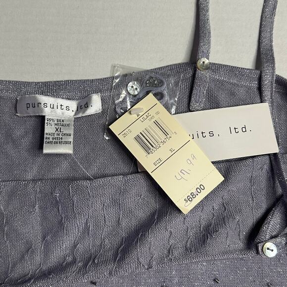 NWT Y2K VTG Pursuits Ltd. XL Silver Beaded Silk Cami Metallic Party Glam Holiday - Picture 3 of 6